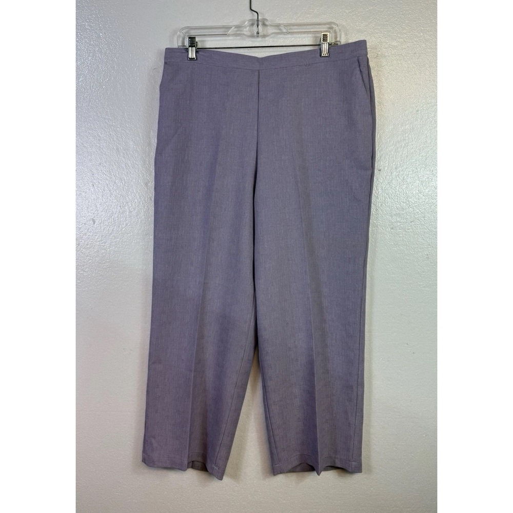 ALFRED DUNNER Womens Purple Pull-on Dress‎ Pants SZ 16 Elastic Waist Pockets
